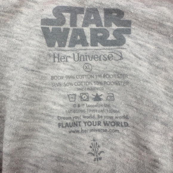 Star Wars Top Women XL Gray Brown Her Universe BB8 Roll With It Cold Shoulder - Picture 5 of 8